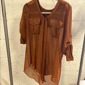 Women's Sheer Brown Blouse - WINK - Size Small